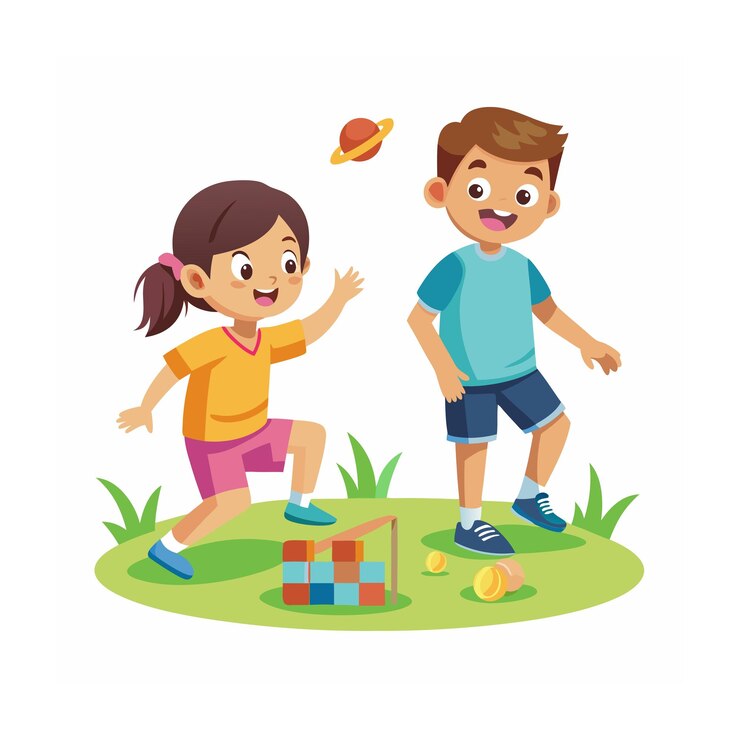Niños jugando y entreteniendo momentos Ilustración vectorial