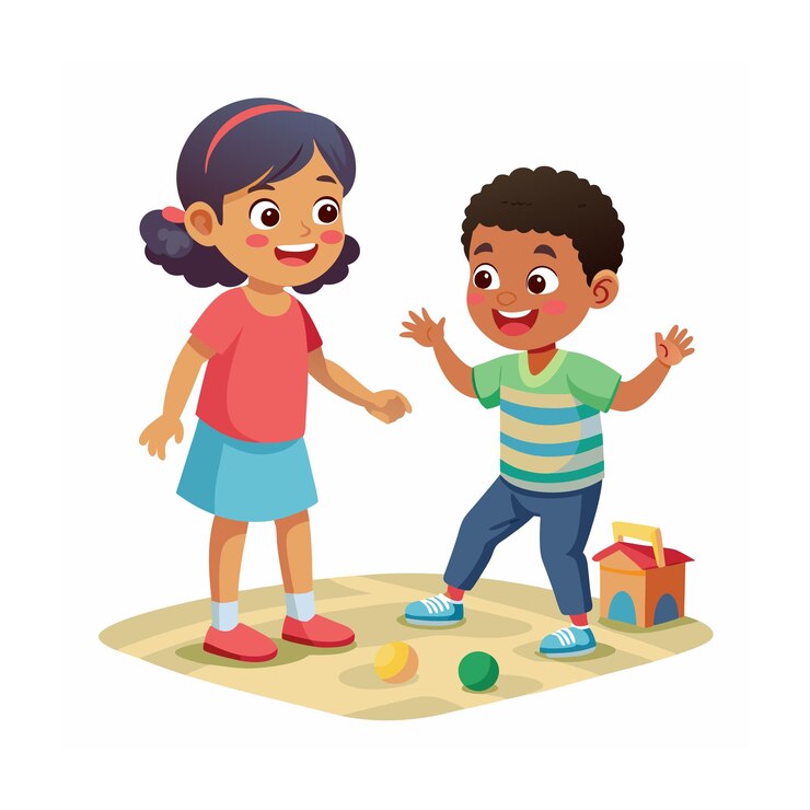 Niños jugando y entreteniendo momentos Ilustración vectorial