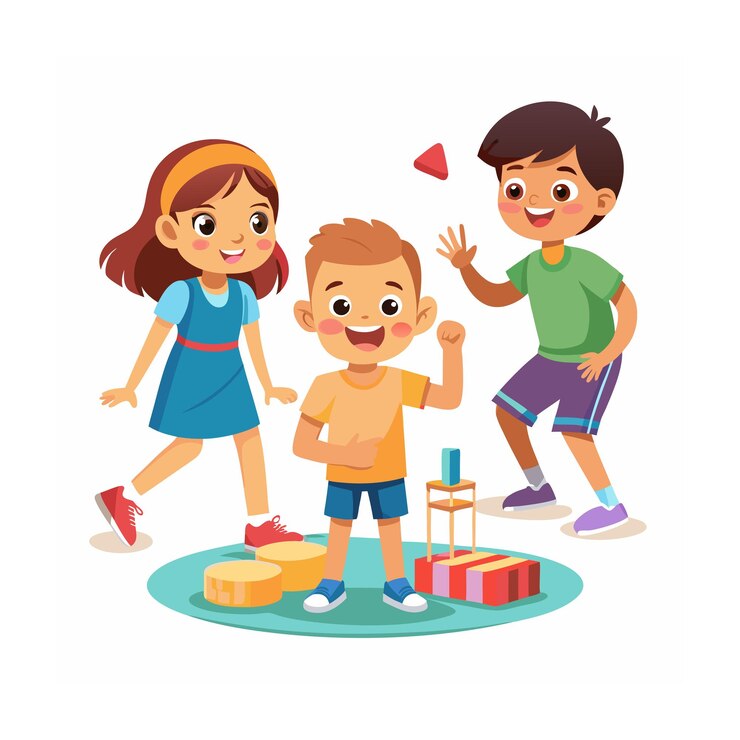 Niños jugando y entreteniendo momentos Ilustración vectorial