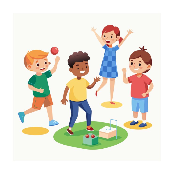 Niños jugando y entreteniendo momentos Ilustración vectorial