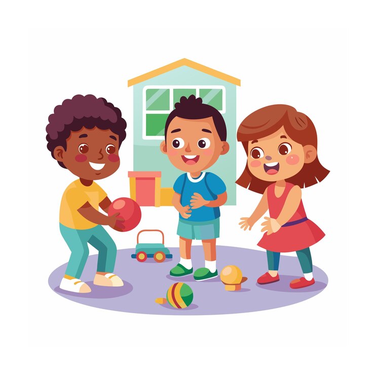 Niños jugando y entreteniendo momentos Ilustración vectorial