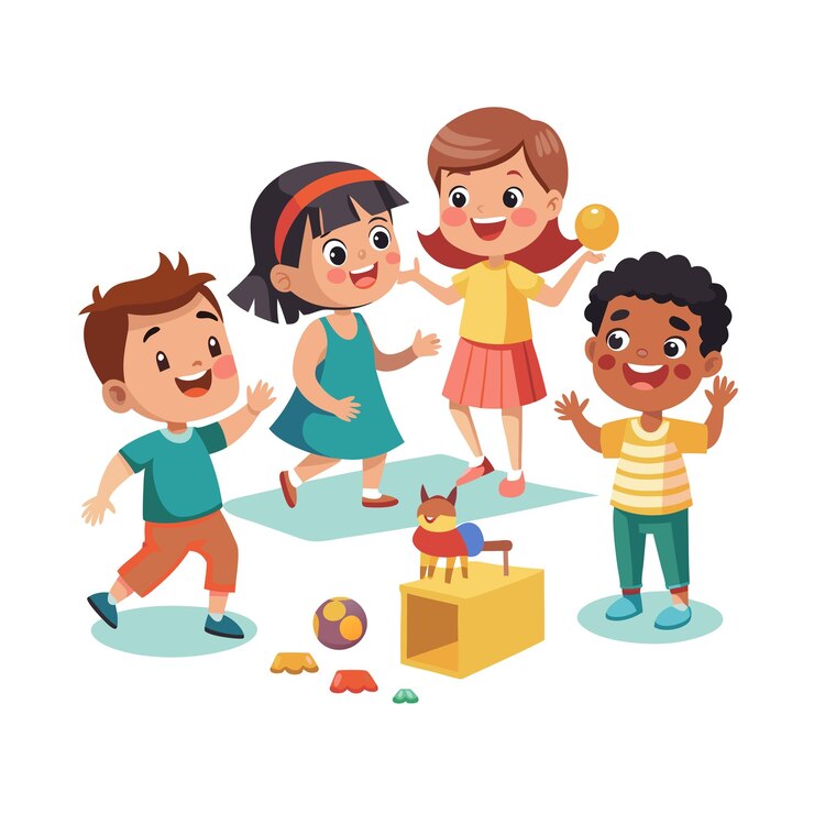 Niños jugando y entreteniendo momentos Ilustración vectorial