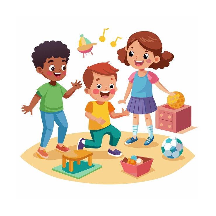 Niños jugando y entreteniendo momentos Ilustración vectorial