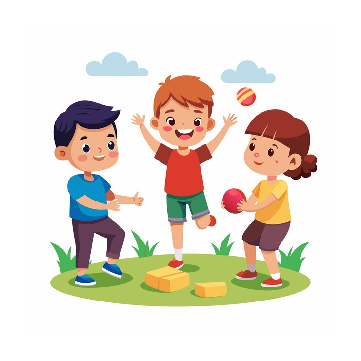Niños jugando y entreteniendo momentos Ilustración vectorial