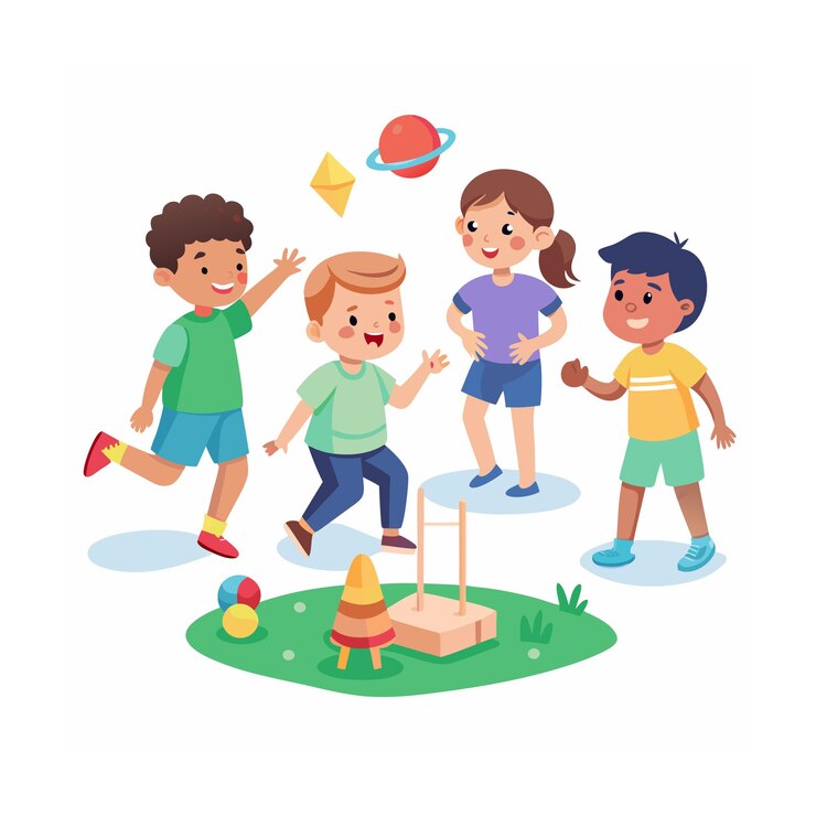 Niños jugando y entreteniendo momentos Ilustración vectorial