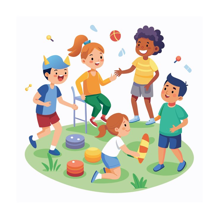 Niños jugando y entreteniendo momentos Ilustración vectorial
