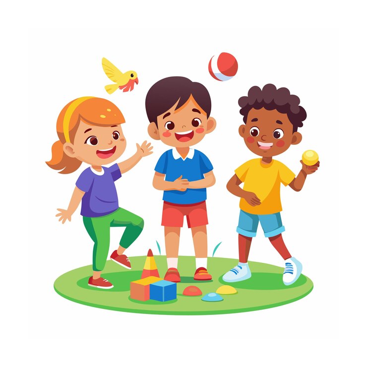 Niños jugando y entreteniendo momentos Ilustración vectorial