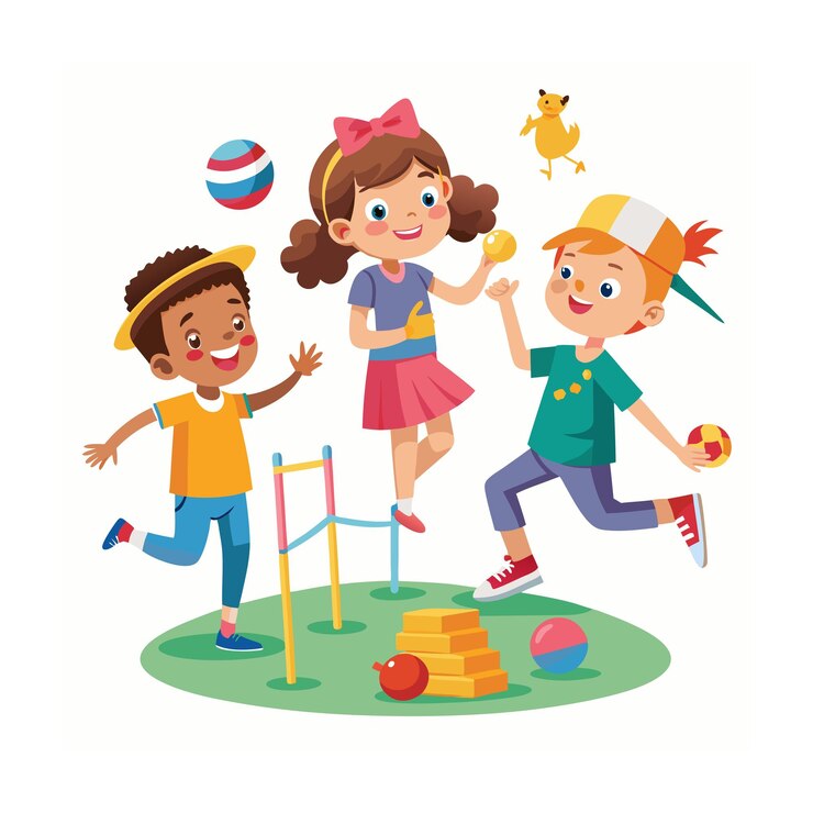 Niños jugando y entreteniendo momentos Ilustración vectorial