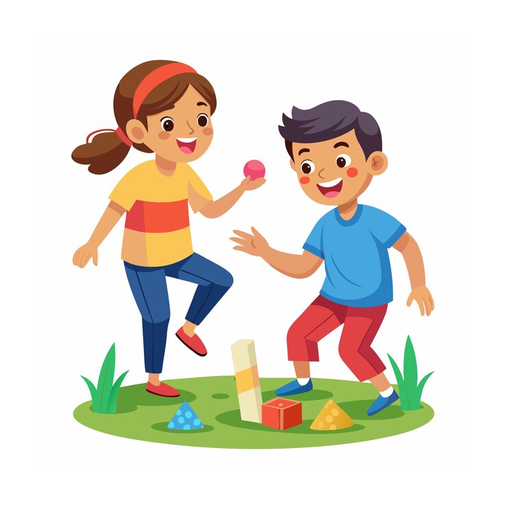 Niños jugando y entreteniendo momentos Ilustración vectorial