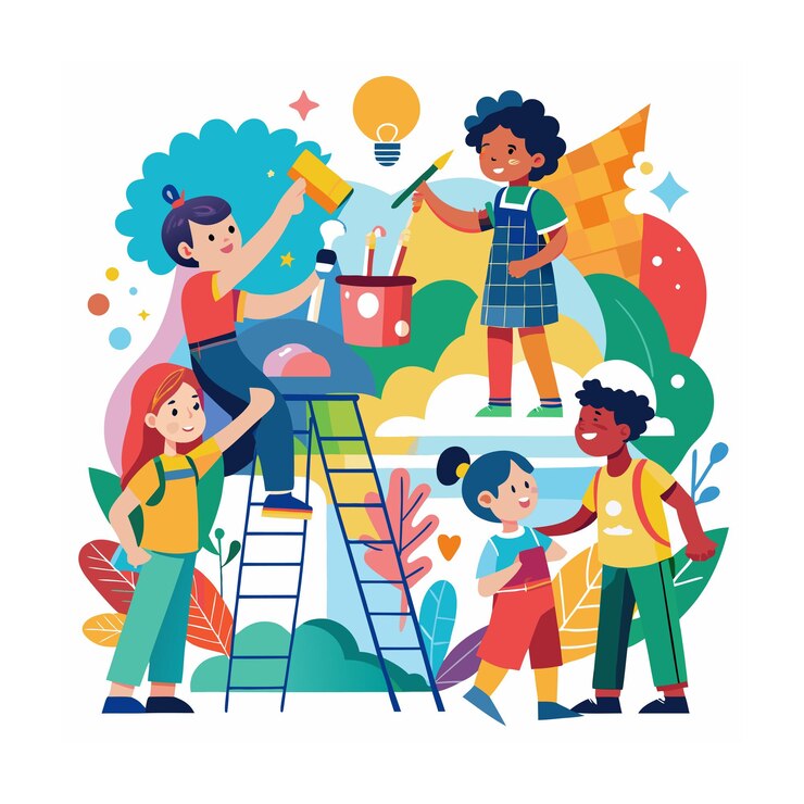 Niños jugando y entreteniendo momentos Ilustración vectorial