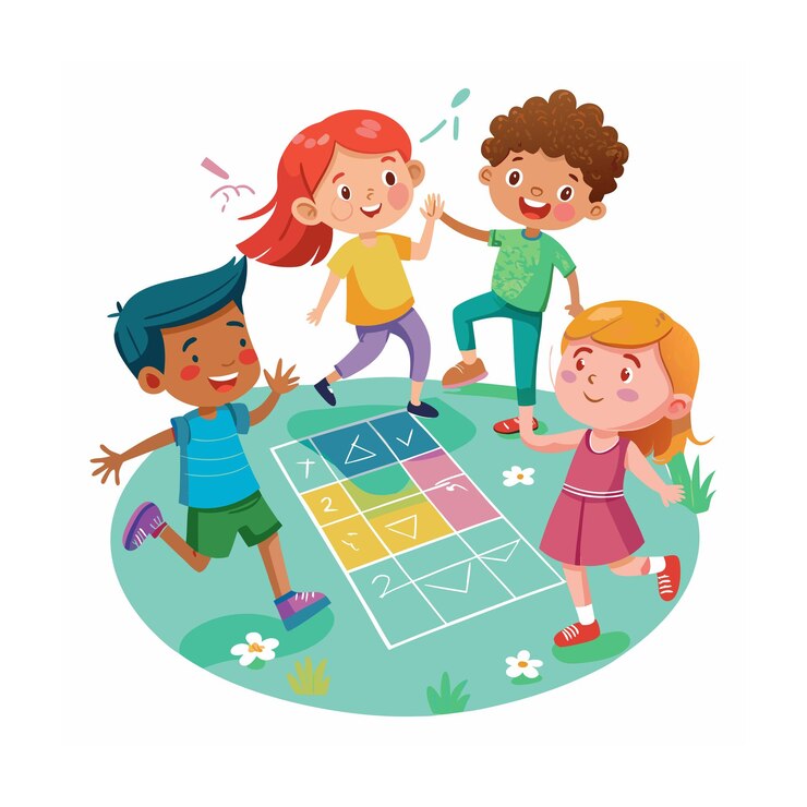 Niños jugando y entreteniendo momentos Ilustración vectorial
