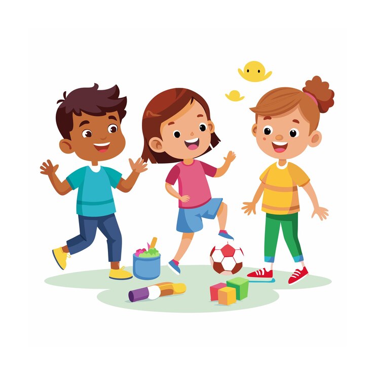 Niños jugando y entreteniendo momentos Ilustración vectorial