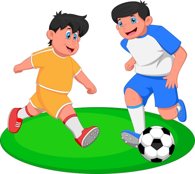 Vector niños jugando futbol