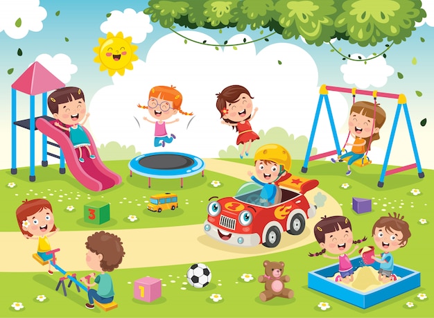 Niños jugando en el parque