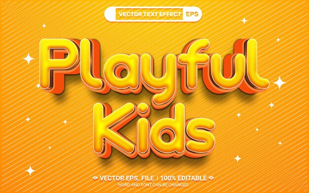 Niños juguetones efecto de estilo de texto vectorial editable en 3D