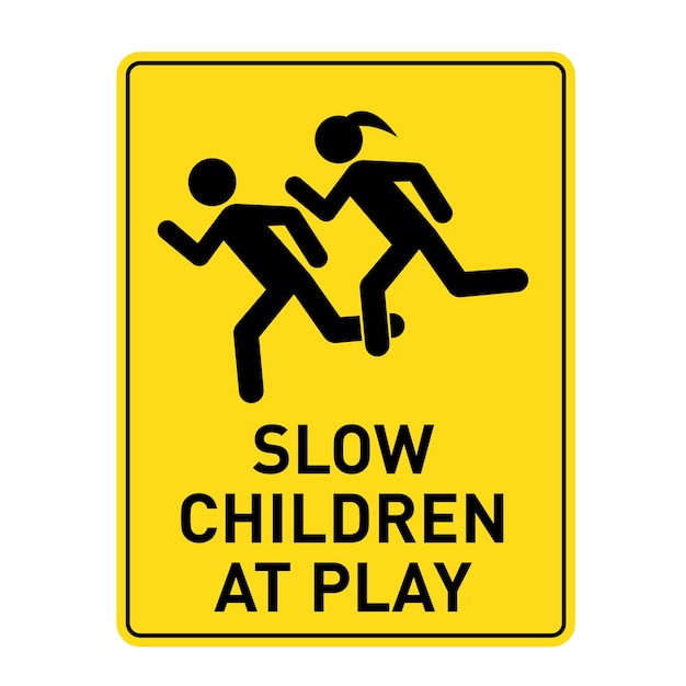 niños lentos jugando con señales de tráfico