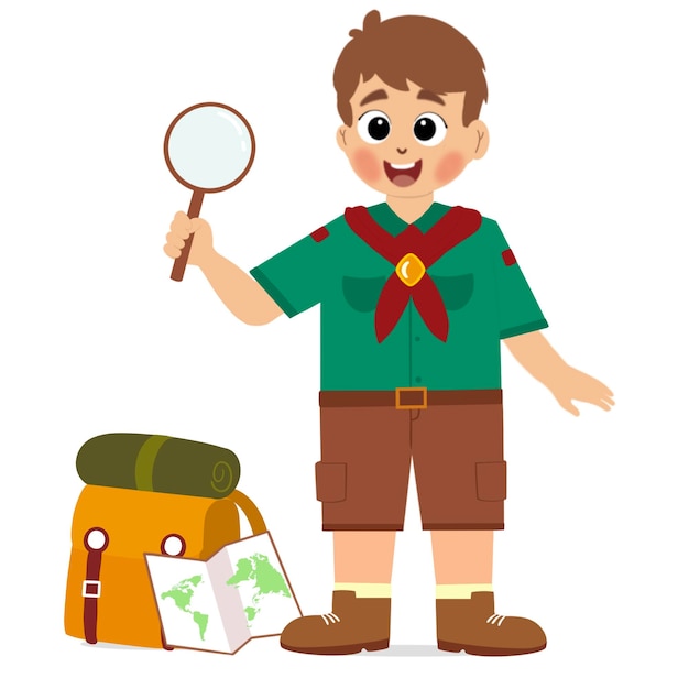 niños lindos aventura felices niños lindos vacaciones de campamento de verano niños exploradores ilustración de campamiento de verano