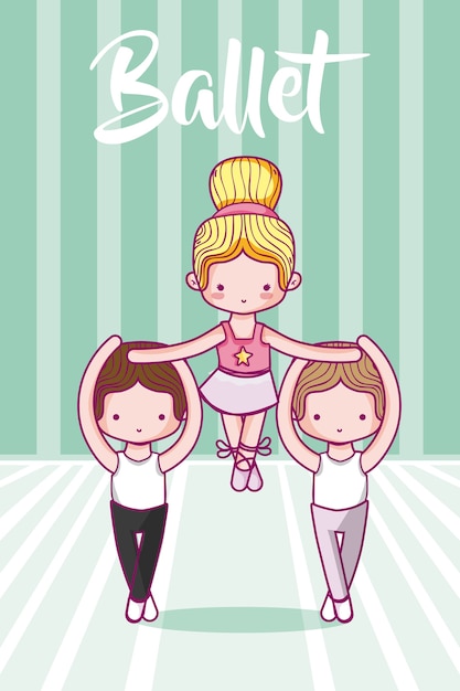 Vector niños lindos bailarines de ballet