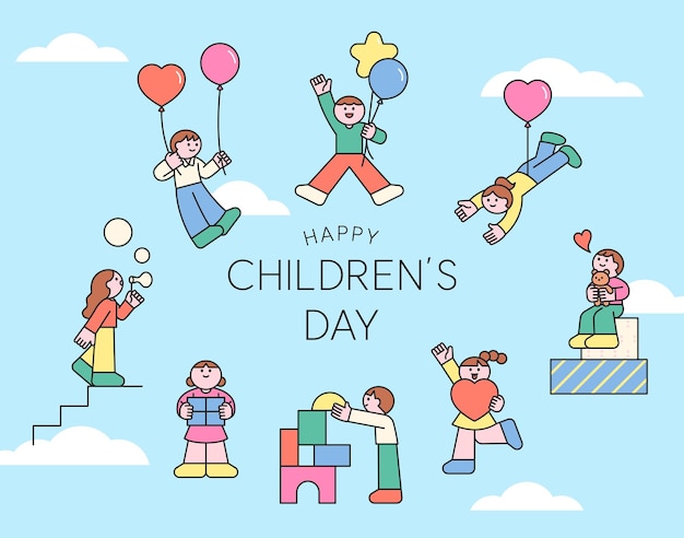 Niños lindos celebrando el Día de los Niños