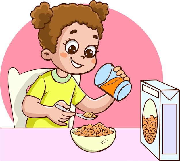 niños lindos comiendo vector de dibujos animados