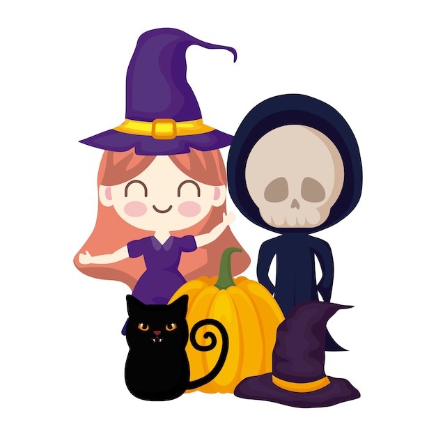 Niños lindos disfrazados en halloween