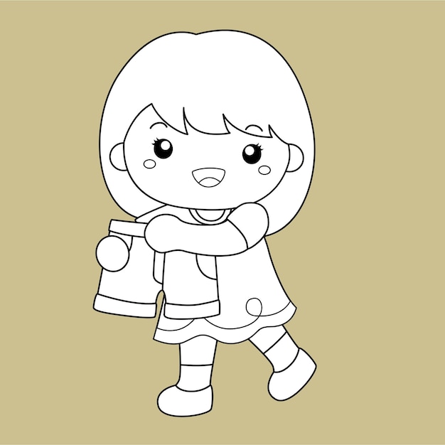 Niños lindos haciendo las maletas para las vacaciones Viaje de vacaciones Aventura Estampilla digital de dibujos animados