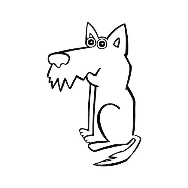 niños línea de lobo vector ilustración dibujada a mano