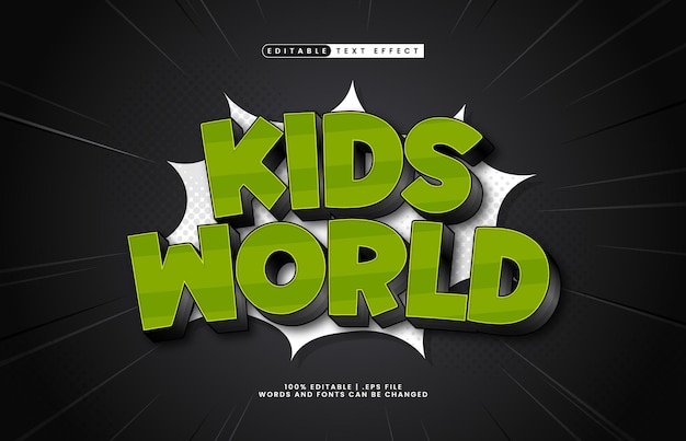 niños mundo efecto de texto editable con un estilo de texto niños y felices