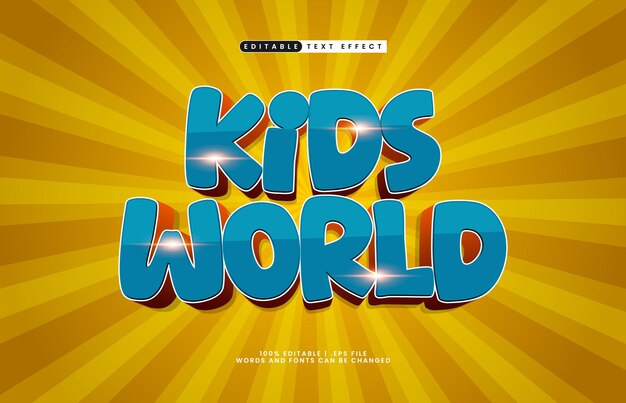 niños del mundo efecto de texto editable con un juego y jugar efecto de texto