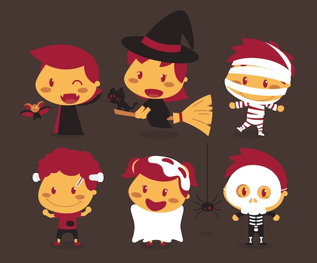 Niños y personaje de Halloween.