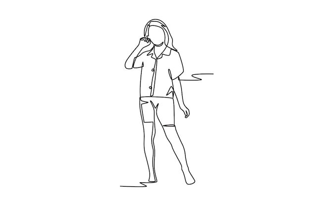 Niños en pijama concepto dibujo en línea