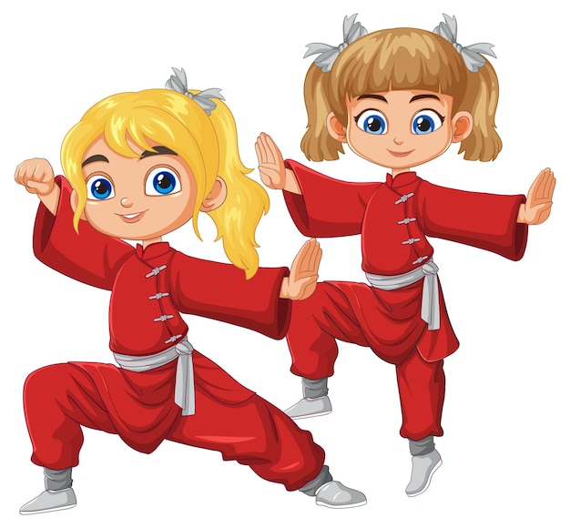 Niños practicando artes marciales