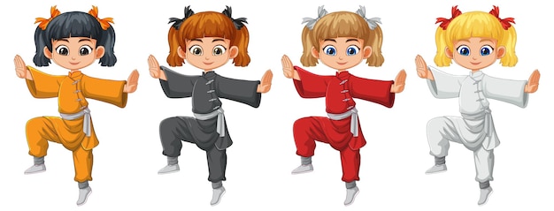 Niños practicando artes marciales