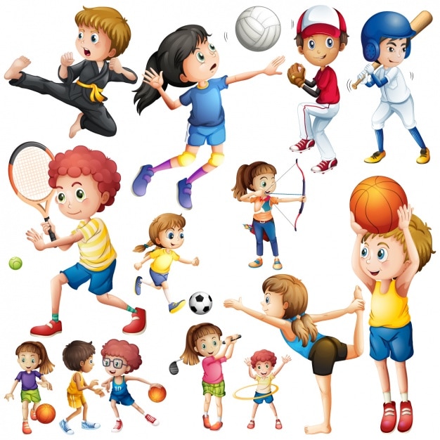 Vector Niños Deportes Vector de Stock de ©Sunniwa 249377668