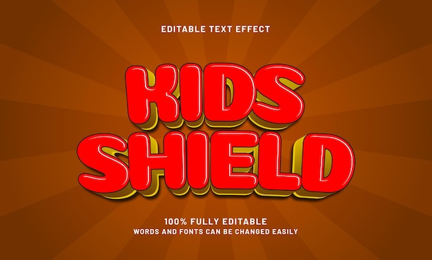 niños protegen efectos de texto editables con un tema agradable y para niños