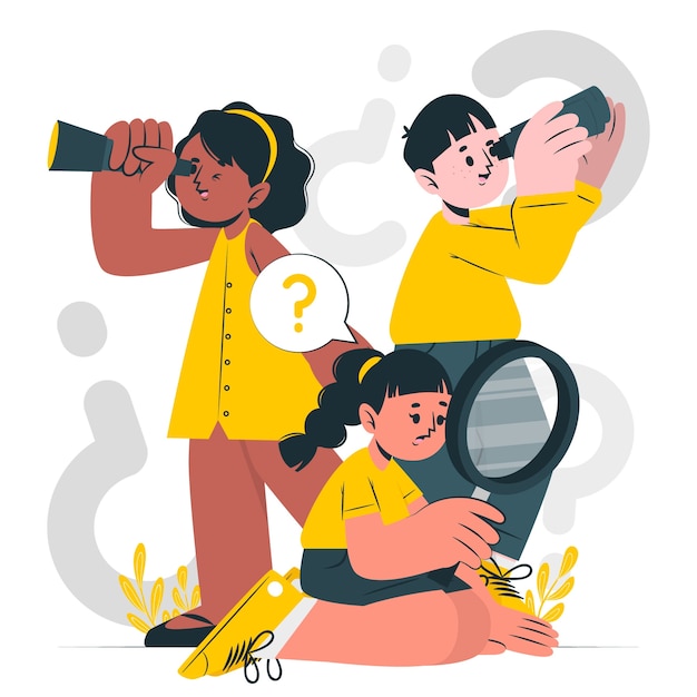 Niños que buscan una ilustración conceptual