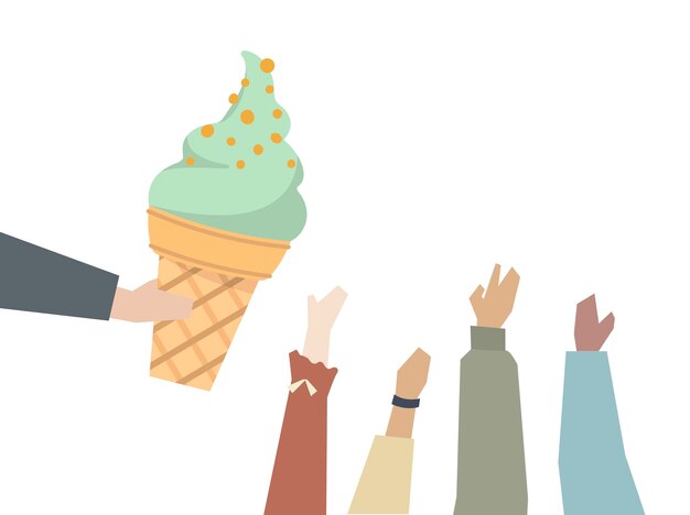 Niños que quieren un helado