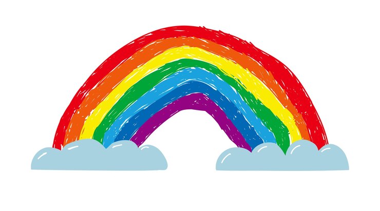 Vector los niños de rainbown dibujan estilo aislado en blanco