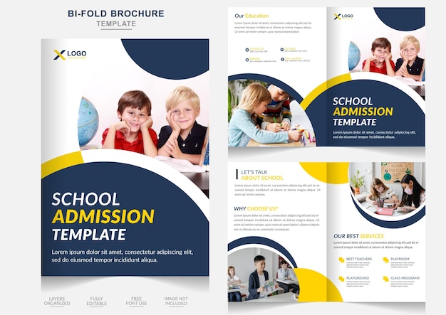 Niños de regreso a la educación plantilla de diseño de folleto de admisión escolar diseño de folleto plegable escolar