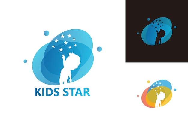 Los niños toman el vector de diseño de plantilla de logotipo estrella, emblema, concepto de diseño, símbolo creativo, icono