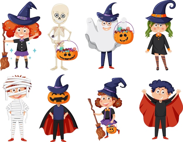 Niños con trajes de halloween