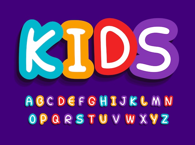 Niños vector conjunto de letras. divertido alfabeto brillante creativo.