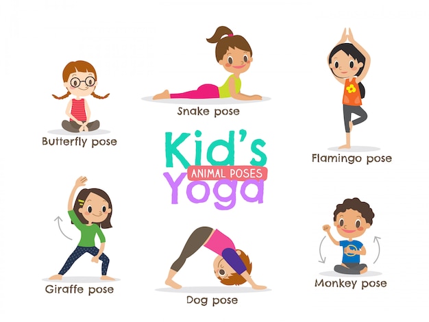 Niños de yoga plantea ilustración vectorial