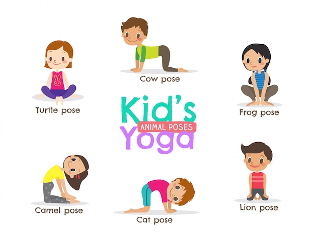 Niños de yoga plantea ilustración vectorial