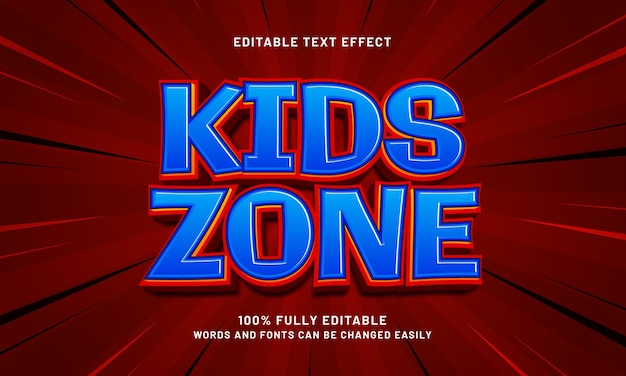 niños zona efectos de texto editables con un tema de niños y juegos