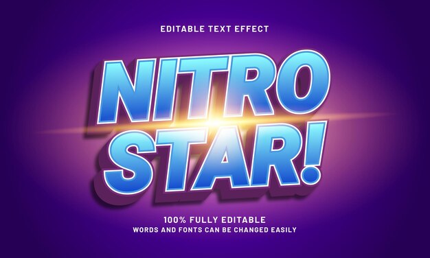 nitro estrella efectos de texto editables con un tema de carrera y velocidad