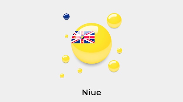 Niue bandera brillante burbujas icono vector ilustración