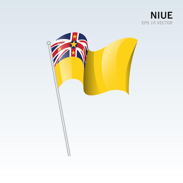 Niue ondeando la bandera aislado en gris