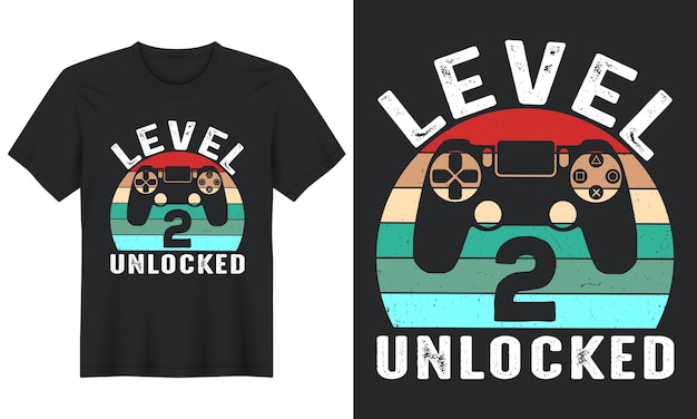 Nivel 2 desbloqueado, diseño de camiseta