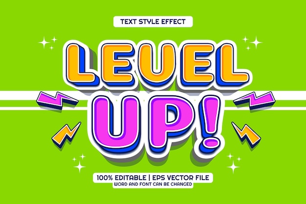 Nivel de juego texto editable efecto estilo de dibujos animados 3D